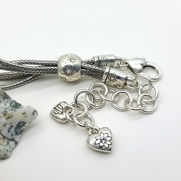Brighton "Stellar Heart" Multi-Chain Heart Charm Necklace w Crystal Details! - Picture 4 of 10